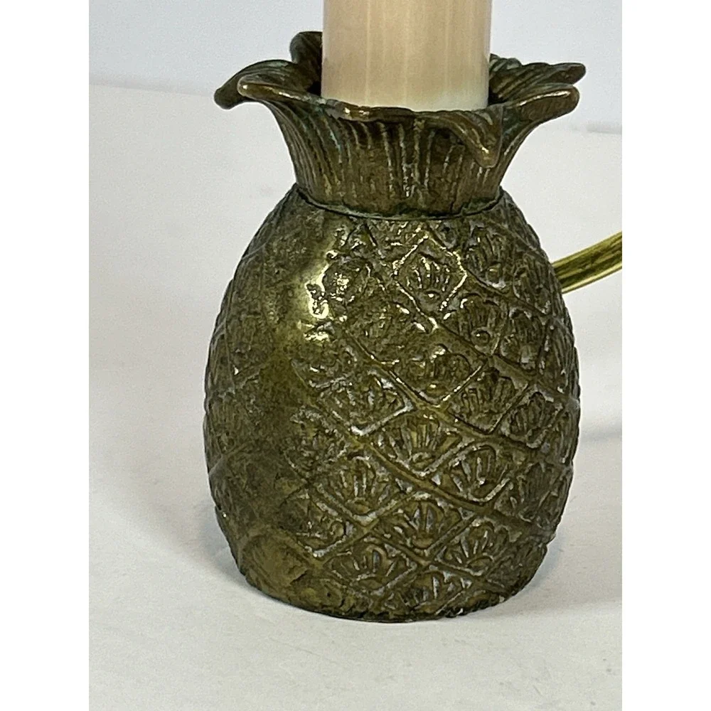 Vintage Brass Pineapple Candlestick‎ Lamp Table Window Night Light Electric 7